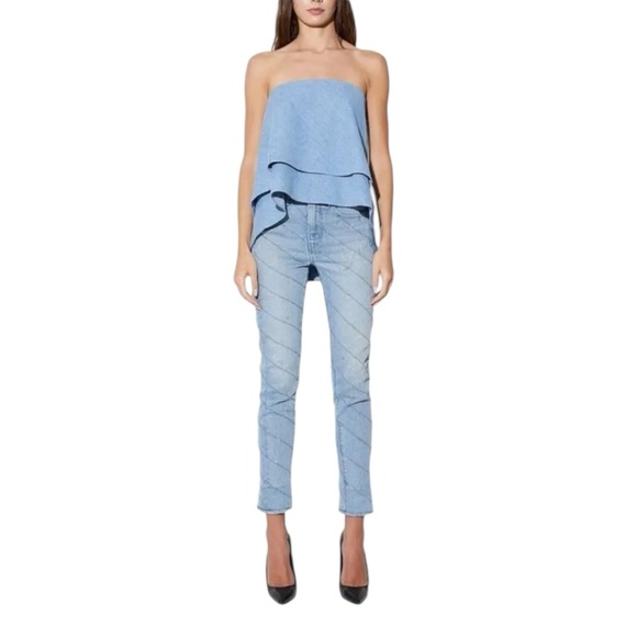 RtA Eliana Blue Denim Strapless Layered Top Size 4 Reg. $395 - Picture 12 of 12